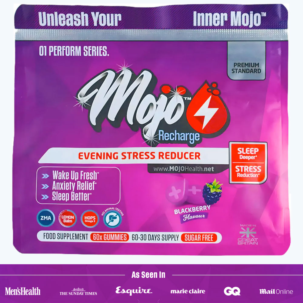 4x Subscription - MOJO RECHARGE SLEEP GUMMIES | L-Theanine Non-Drowsy Night Time PM Calms Mood | ZMA Chamomile Hops Valerian Lemon Balm Melissa Supplement