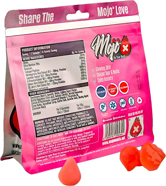Mojo Glow College Peptides Hair Skin Nails St Johns Wort Gummies