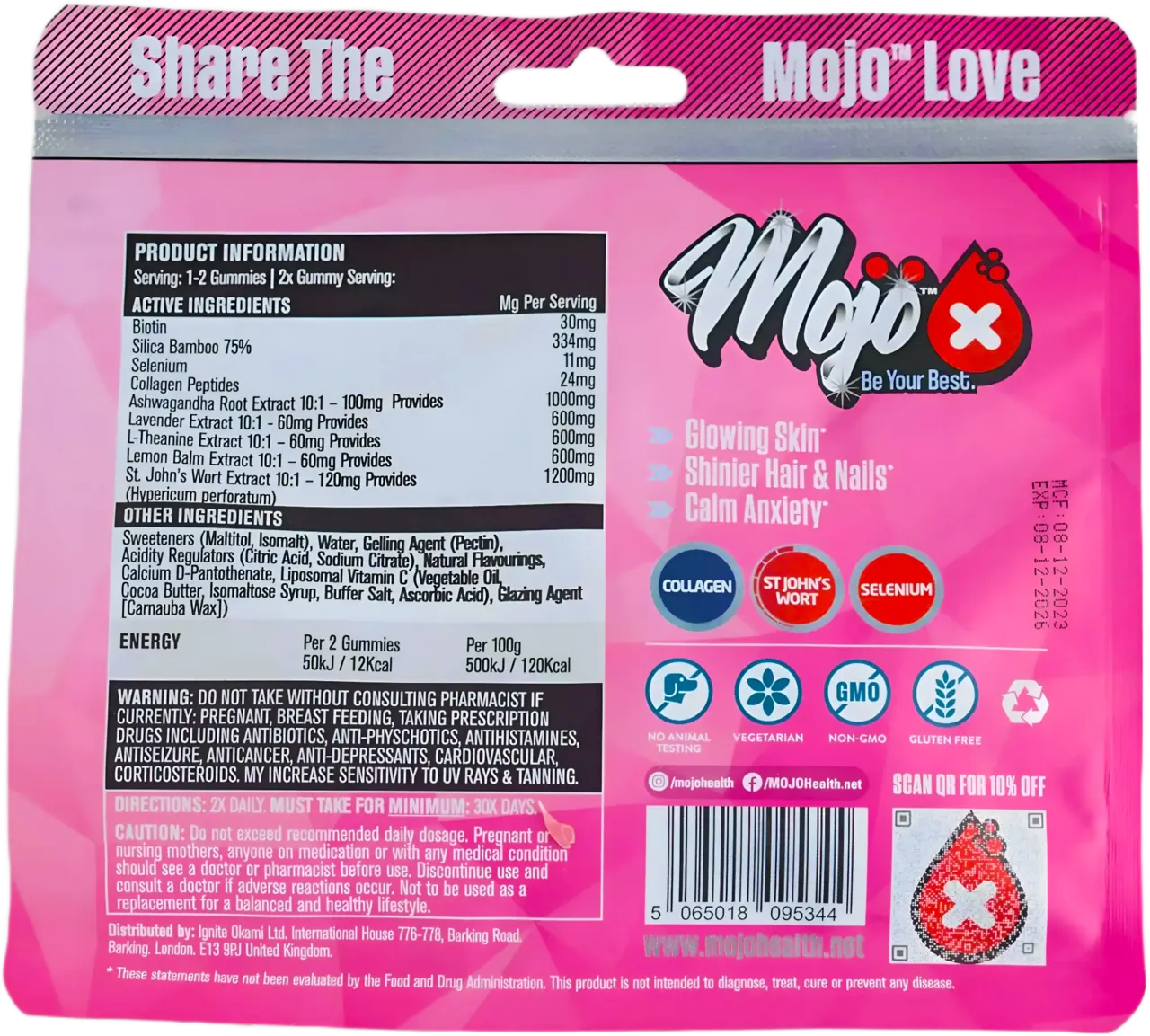 Mojo Glow College Peptides Hair Skin Nails St Johns Wort