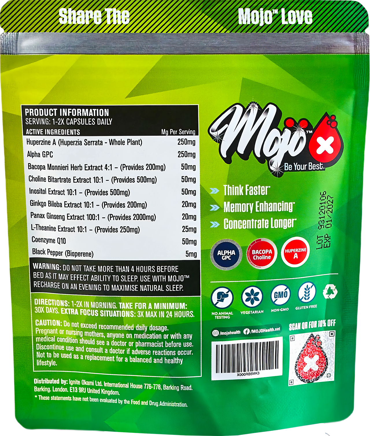 Mojo Kickstart Nootropic Alpha Gpc Huperzine A